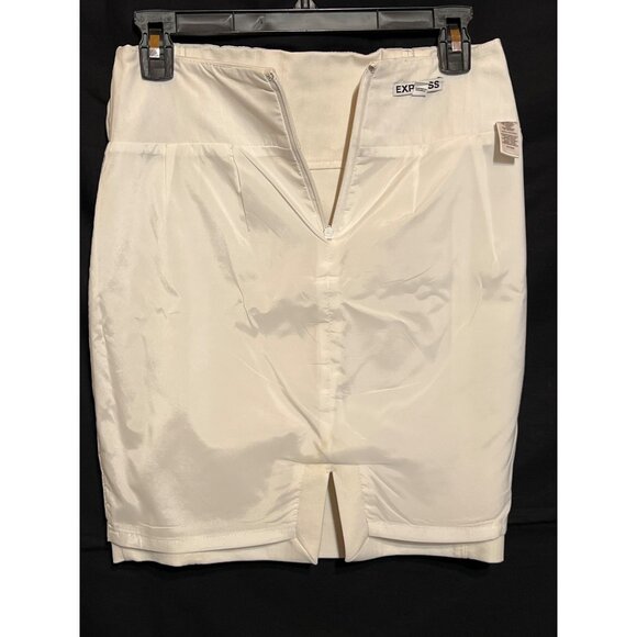 Express Womens White Fitted Pencil Skirt Size 0 With Back Zipper & Front Slit - Picture 9 of 9